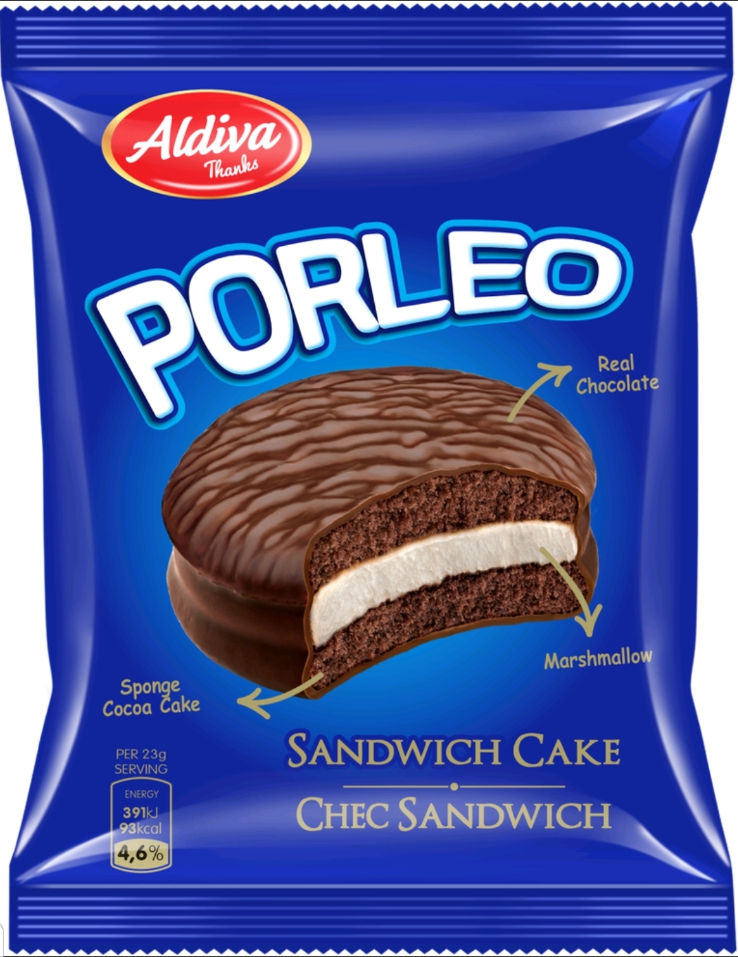 Porleo Çikolata Kaplamalı Marshmallowlu Kakaolu Kek 23G 