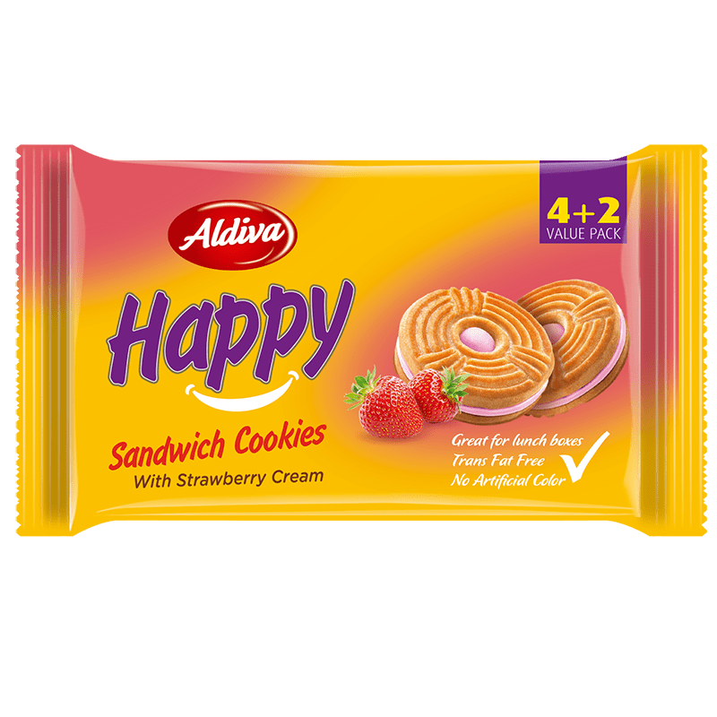 Aldiva Happy Çilek Kremalı Sandviç Bisküvi 360g