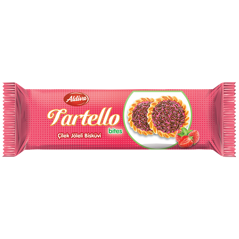 Tartello Çilek Jöleli Granürlü Bisküvi