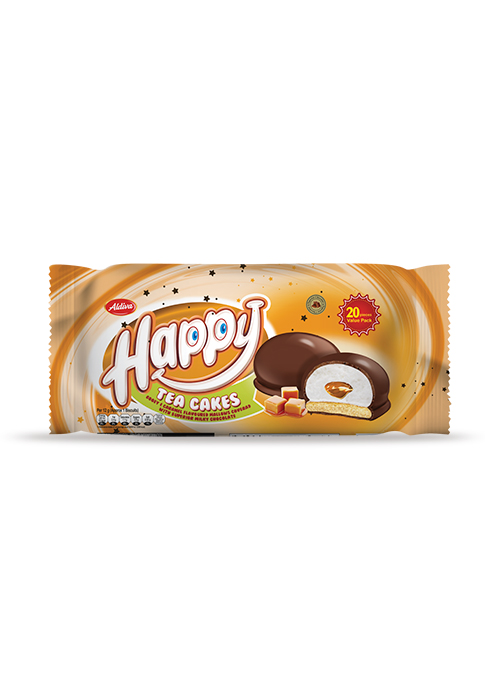 Happy Tea Cake Kakao Kaplamalı Karamel Dolgulu Marshmallow Bisküvi