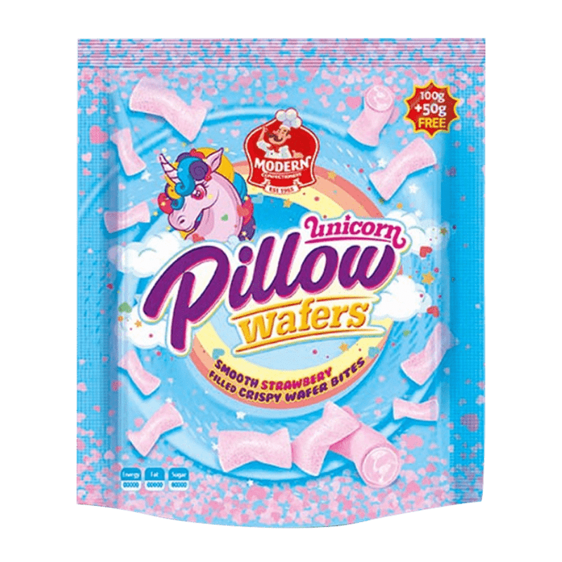 MC Pillow Unicorn Cilek Krema Dolgulu ve Cilek Aromali Mini Gofret 150g